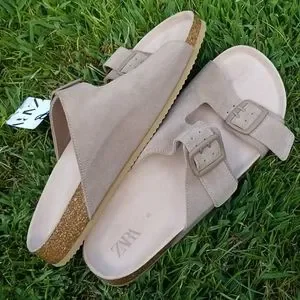 Zara | Shoes | Zara Suede Leather Cork Slide Sandals For Men 